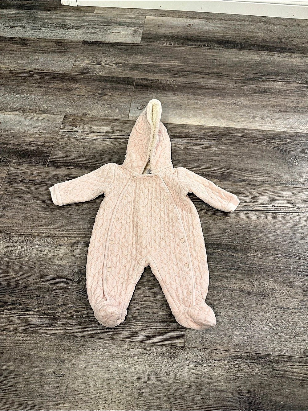 Nordstrom Hooded Quilted Fleece Lined Bunting Pink Baby 3M